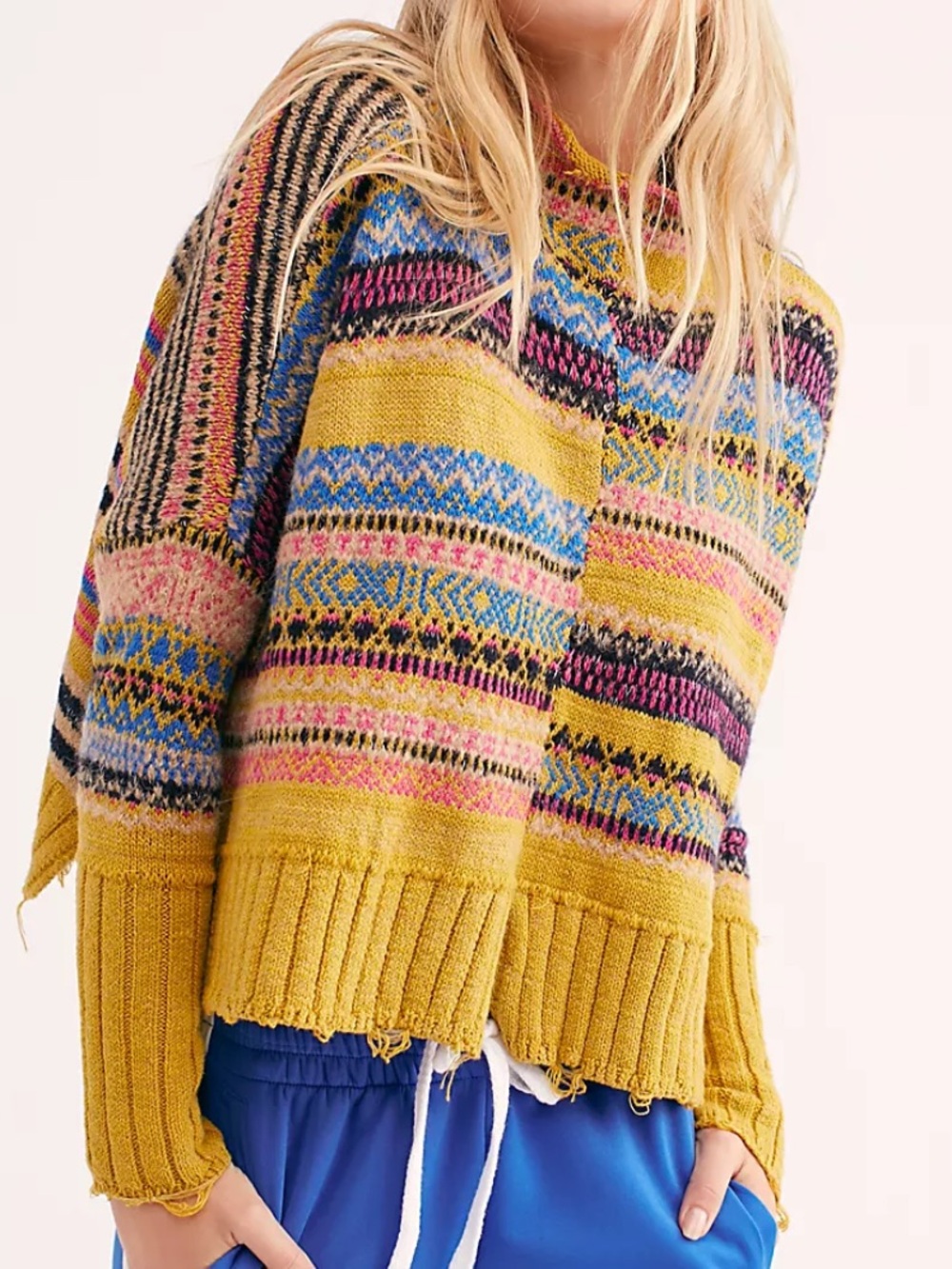 Free People "All the Pattern" Mock Neck Pullover Size Medium